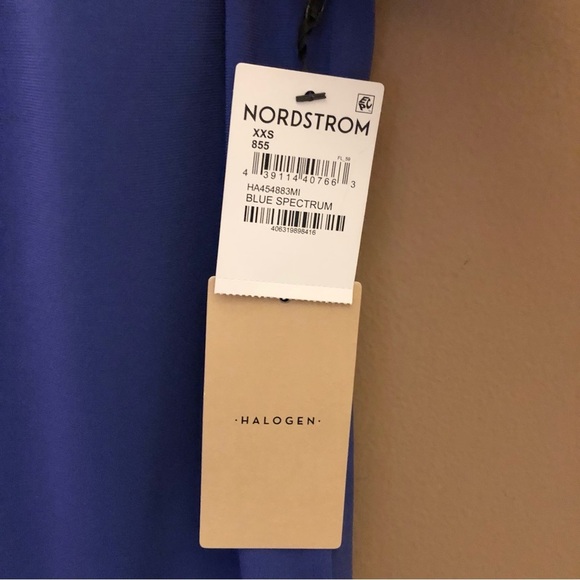 Halogen Pleat Detail V Neck Shift Blue Spectrum XXS - Picture 4 of 7